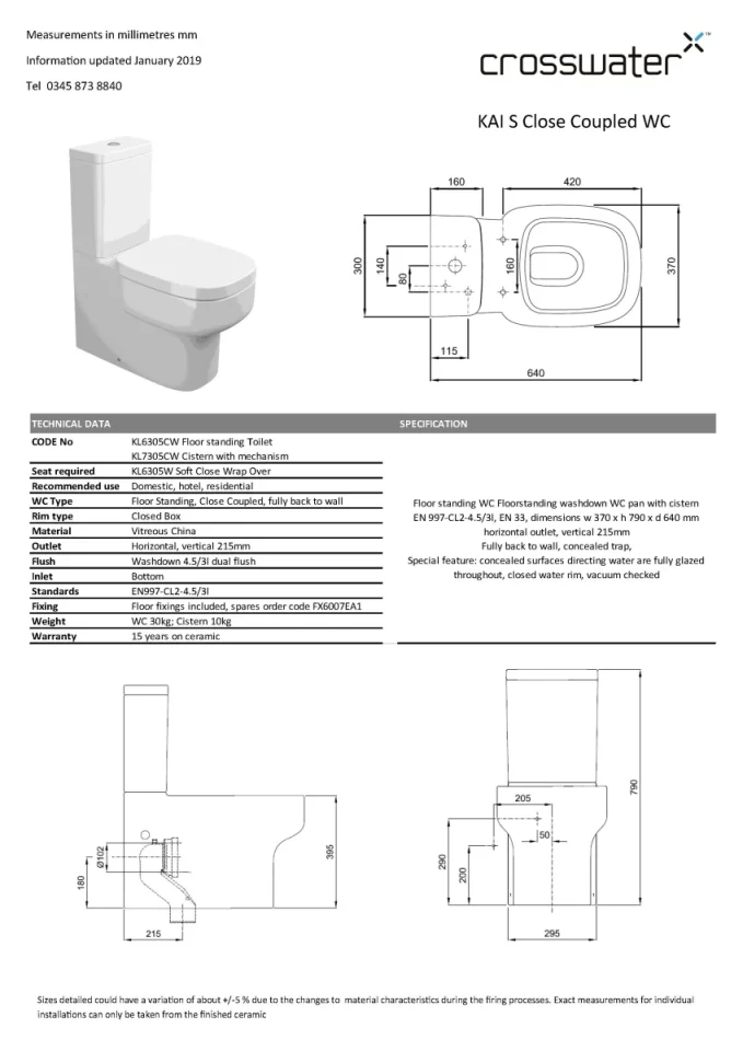 Crosswater Kai S Soft Close Thin Toilet Seat White technical drawing - Image 4
