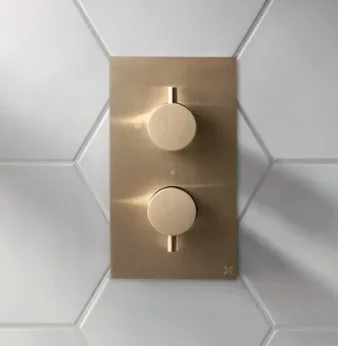 Crosswater Crossbox Mpro 1 Outlet Trim & Levers Brushed Brass detail view - Image 2