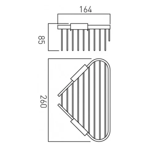 Vado Basket Large Triangular Corner Wall Mounted Chrome technical drawing - Image 3