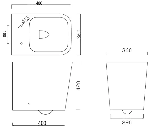 Faeber Venice Wall Hung Pan & Soft Close Seat technical drawing - Image 2