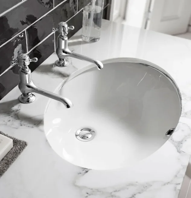 Crosswater Ancona Basin 570 C/w Fixings White detail view - Image 2