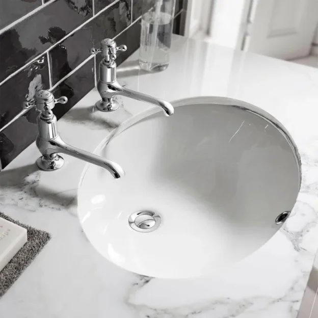 Crosswater Ancona Basin 570 C/w Fixings White detail view - Image 4