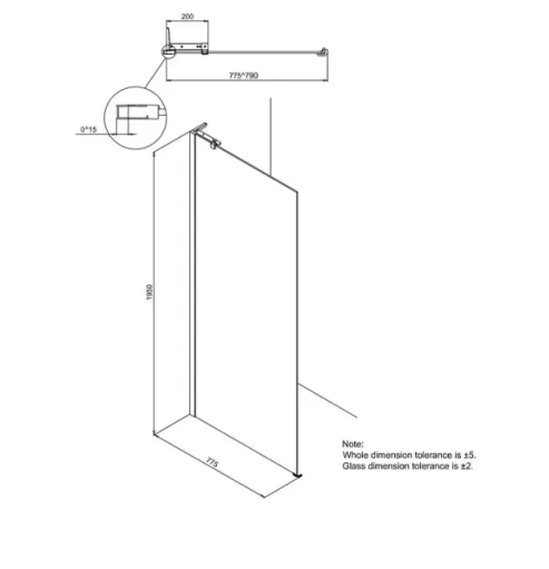 Crosswater Design 8 Side Panel 800 Silver detail view - Image 4