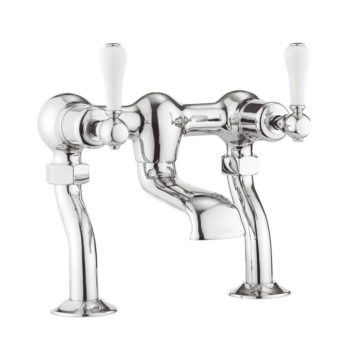 Crosswater Belgravia Lever Bath Filler Deck Mounted Chrome White Lever detail view - Image 3