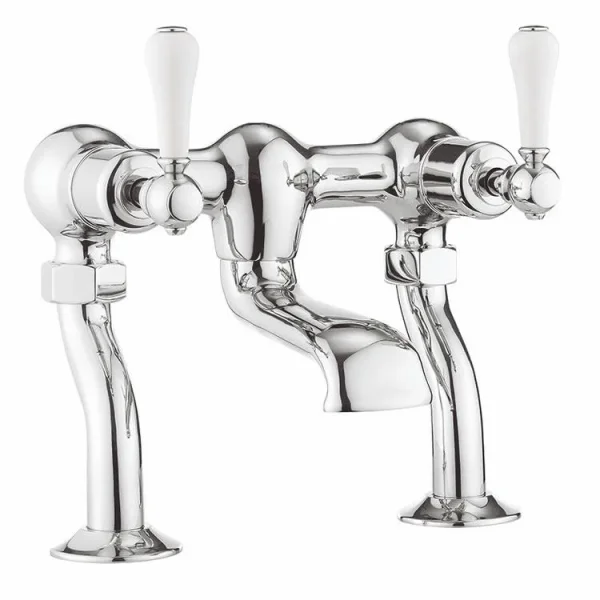 Crosswater Belgravia Lever Bath Filler Deck Mounted Chrome White Lever product image - Image 1