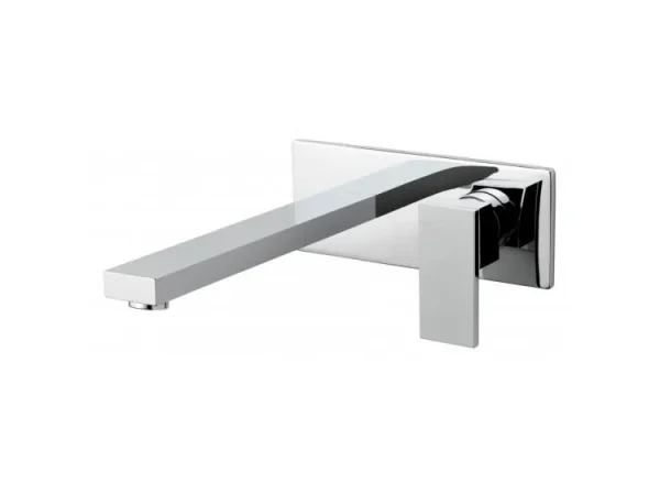 Vado Notion 2 Hole Basin Mixer With 220mm Spout Single Lever Wall Mounted With Rectangular Back Plate And Honeycomb Flow Regulator Chrome detail view - Image 2