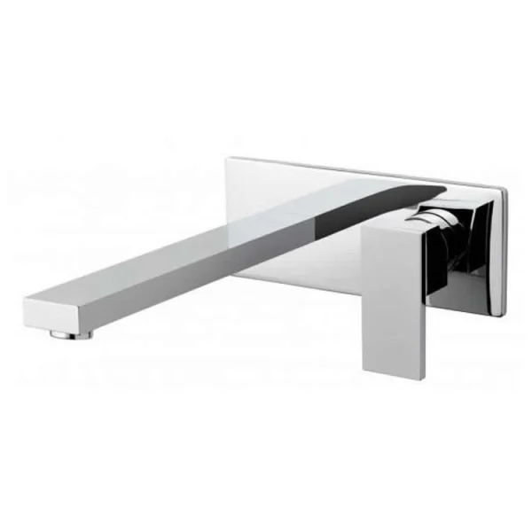 Vado Notion 2 Hole Basin Mixer With 220mm Spout Single Lever Wall Mounted With Rectangular Back Plate And Honeycomb Flow Regulator Chrome