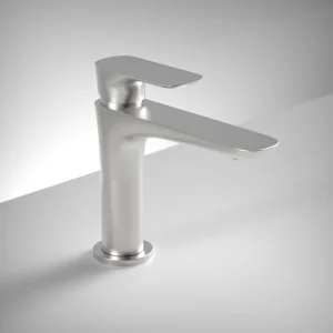 Ava Purity Deck Mounted Basin Mixer Monobloc - Brushed Stainless Steel
