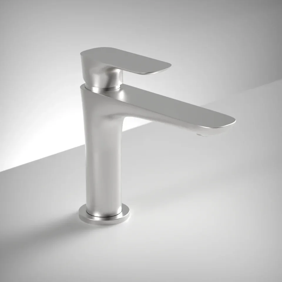 Ava Purity Deck Mounted Basin Mixer Monobloc - Brushed Stainless Steel product image - Image 1