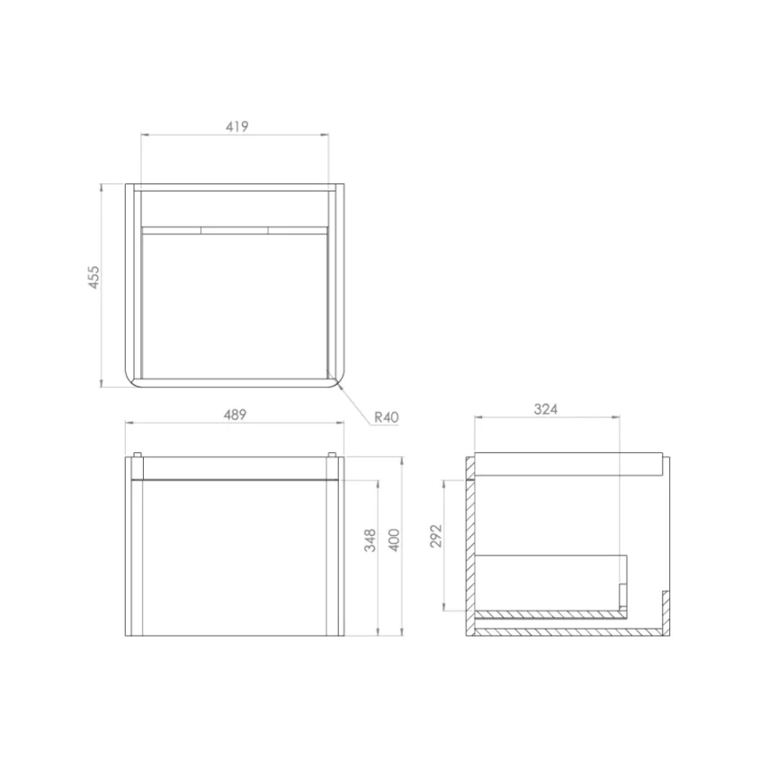 Saneux Hyde 50cm 1 Drawer Wall Mounted Unit - Matte Fiord detail view - Image 2