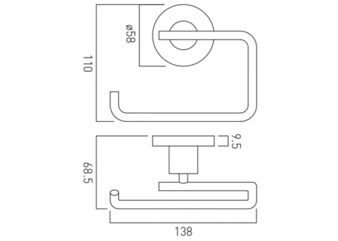 Vado Elements Paper Holder Wall Mounted Chrome technical drawing - Image 2