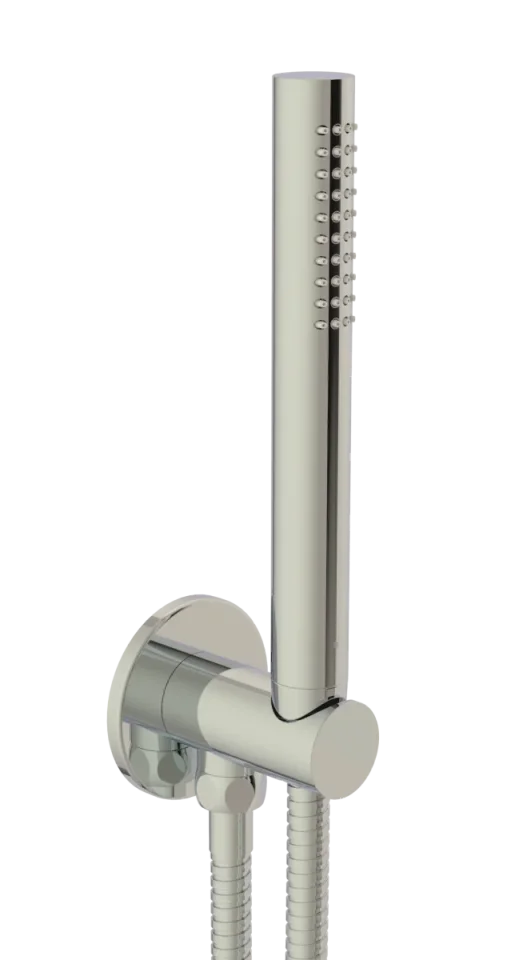 Just Taps Inox Round Water Outlet With Holder Metal Hose And Slim Hand Shower product image - Image 1