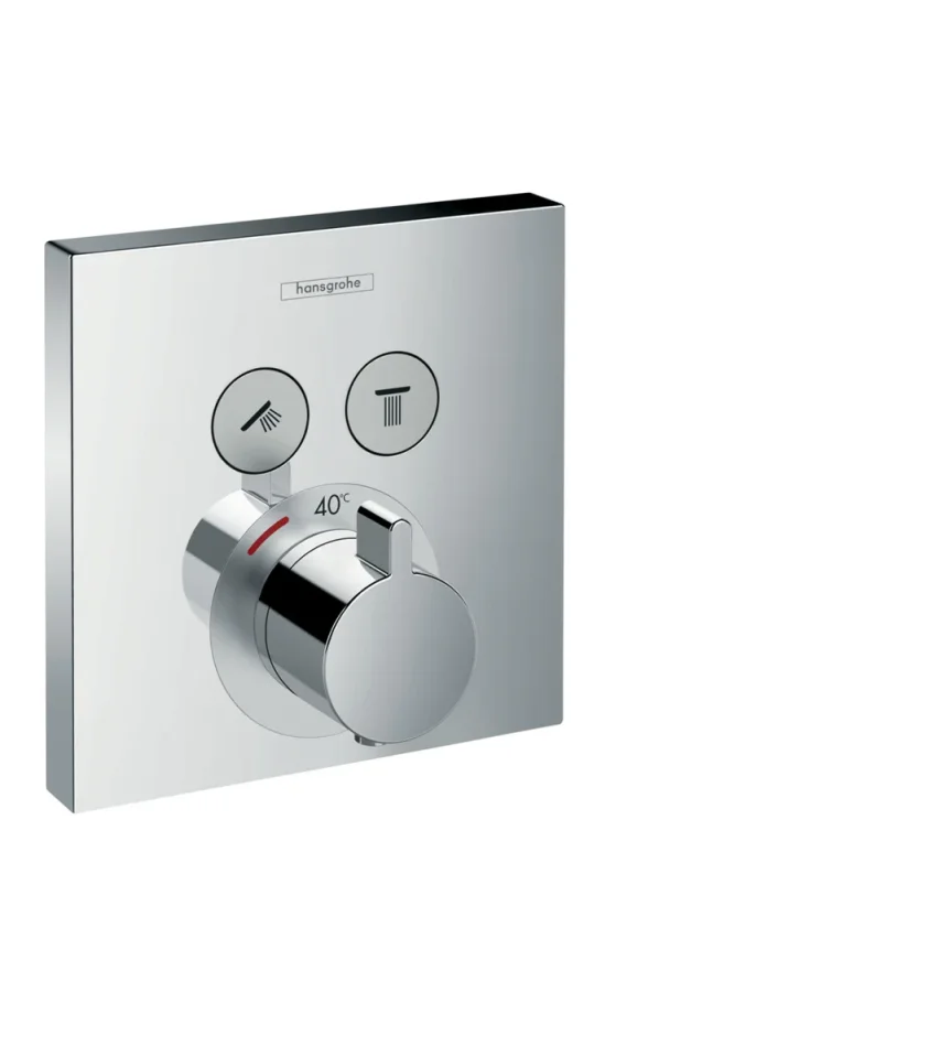 Hansgrohe ShowerSelect Thermostatic Shower Mixer Valve for concealed installation for 2 outlets Chrome product image - Image 1