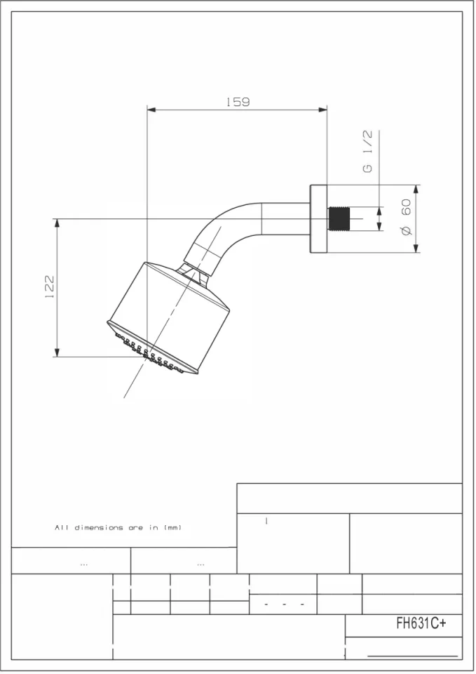 Crosswater Reflex Shower Head Single Mode With Arm Chrome technical drawing - Image 2