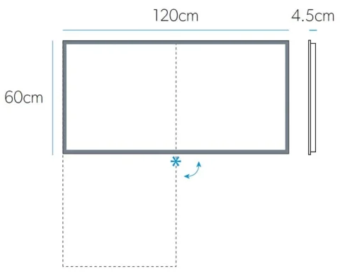 Hib Globe 120 Mirror H60 X W120 X D4.5cm technical drawing - Image 2