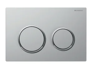 Geberit Omega20 Round Flush Plate For Dual Flush - Matt Chrome With Gloss Chrome Detail