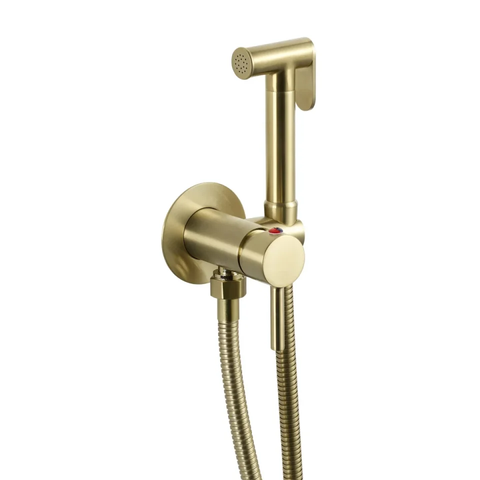 Just Taps Kono Single Lever Douche Set For Cold And Hot Operation Brushed Brass product image - Image 1