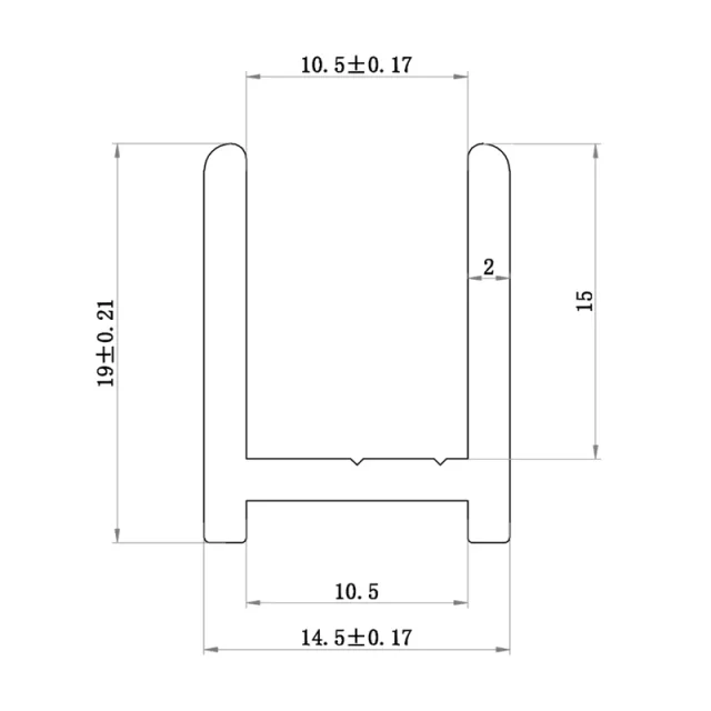 Abacus Glass Surface Channel Pack Brushed Nickel 10mm technical drawing - Image 2