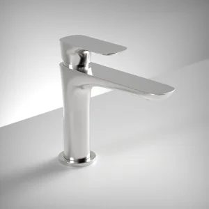 Ava Purity Deck Mounted Basin Mixer Monobloc - Polished Stainless Steel