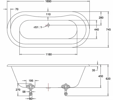 Burlington Traditional Leg Set In White detail view - Image 2