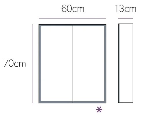 Hib Qubic 60 Cabinet W60 X H70 X D13cm technical drawing - Image 2