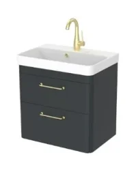 Saneux Hyde 55cm 2 Drawer Wall Mounted Unit - Matte Anthracite product image - Image 1