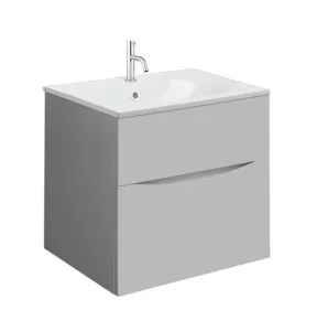 Crosswater Glide II 500mm Wall Mounted 2 Drawer Vanity Unit Storm Grey Matt