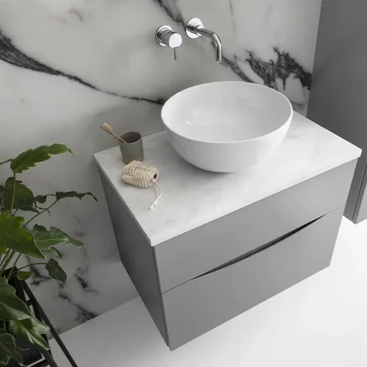 Crosswater Glide II 500mm Wall Mounted 2 Drawer Vanity Unit Storm Grey Matt detail view - Image 2