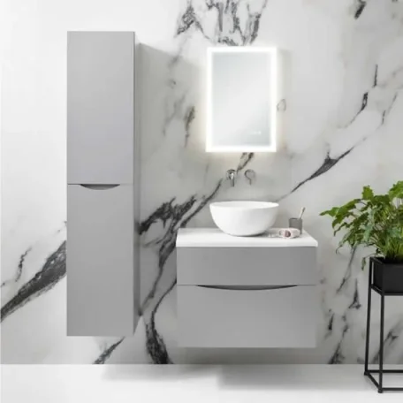 Crosswater Glide II 500mm Wall Mounted 2 Drawer Vanity Unit Storm Grey Matt detail view - Image 4