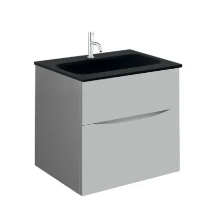 Crosswater Glide II 500mm Wall Mounted 2 Drawer Vanity Unit Storm Grey Matt detail view - Image 7