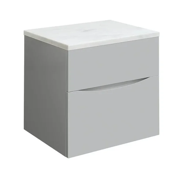 Crosswater Glide II 500mm Wall Mounted 2 Drawer Vanity Unit Storm Grey Matt detail view - Image 8