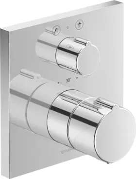 Duravit C.1 2 Outlet Thermostatic Shower Mixer Valve with Diverter and Square Backplate Chrome product image - Image 1