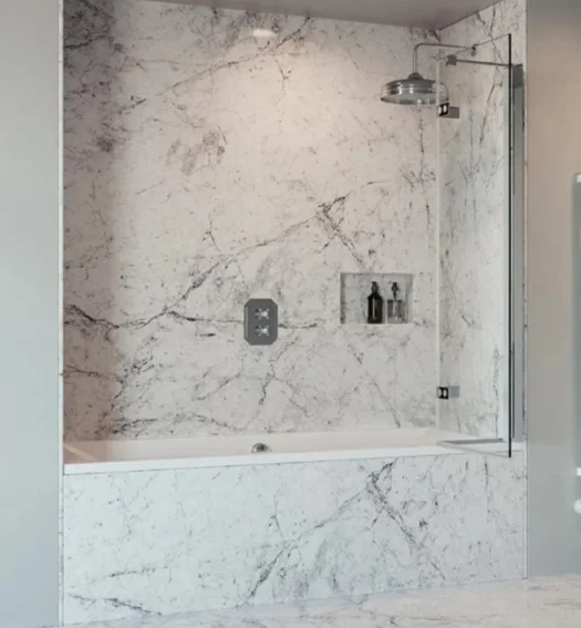 Crosswater Optix Hinged Bath Screen With Inline Panel 180 Left Handed Polished Stainless detail view - Image 2