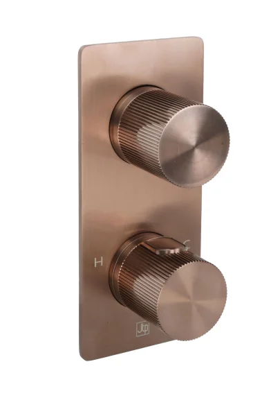 Just Taps Evo 2 Outlet 2 Handle Thermostatic Concealed Shower Valve Brushed Bronze