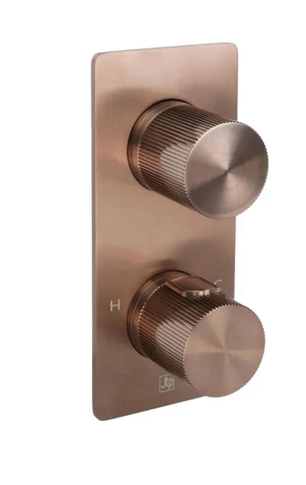 Just Taps Evo 2 Outlet 2 Handle Thermostatic Concealed Shower Valve Brushed Bronze product image - Image 1