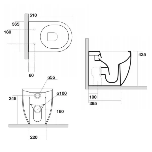 Crosswater Glide Ii Back To Wall Toilet Rimless White detail view - Image 7