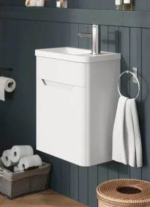 Cubico Eclipse 450mm Wall Hung Vanity Unit In Matt White With Resin Basin product image - Image 1