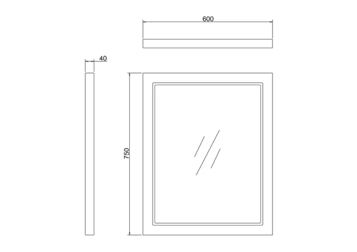 Burlington 600 Mirror Without Led - Matt White detail view - Image 3