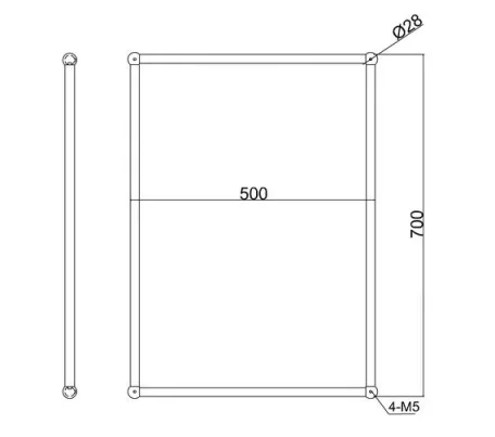 Burlington Rectangular Mirror 50cm Wide X 70cm High technical drawing - Image 2