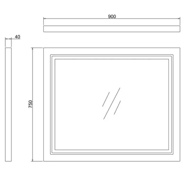 Burlington 900 Led Mirror - Matt White technical drawing - Image 2