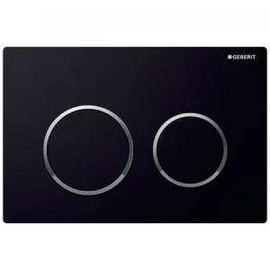 Geberit Omega20 Round Flush Plate For Dual Flush - Black With Gloss Chrome Detail