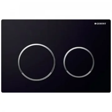 Geberit Omega20 Round Flush Plate For Dual Flush - Black With Gloss Chrome Detail product image - Image 1