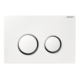 Geberit Sigma20 Round Flush Plate For Dual Flush - White With Gloss Chrome Detail