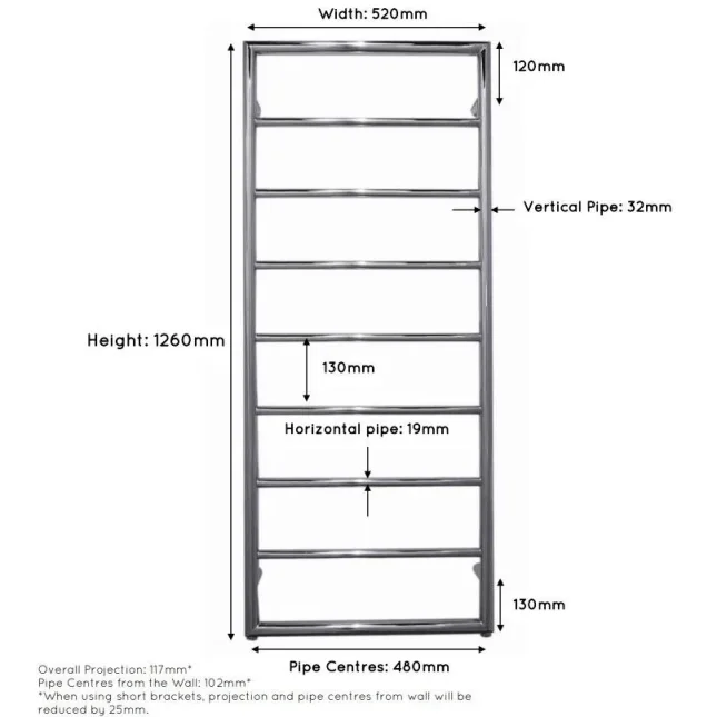 Jis Alfriston 1260/520 1260mm X 520mm Central Heating Satin Stainless Steel Radiator detail view - Image 3