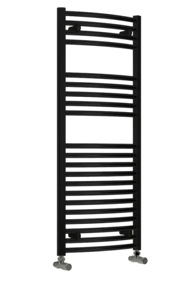 Reina Diva 600 X 1800 Towel Radiator Black Flat detail view - Image 2