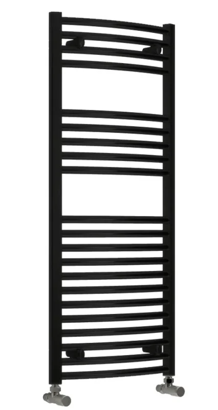 Reina Diva 600 X 1800 Towel Radiator Black Flat detail view - Image 3