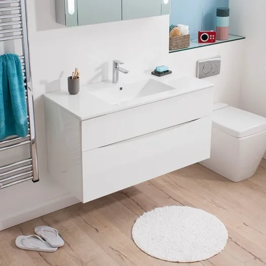 Crosswater Glide Ii 2 Drawer Basin Unit 700 White Gloss detail view - Image 2