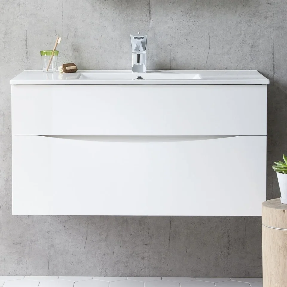 Crosswater Glide Ii 2 Drawer Basin Unit 700 White Gloss detail view - Image 3