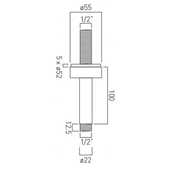 Vado Elements Fixed Head Ceiling Mounting Arm 100mm (4'') Chrome technical drawing - Image 3