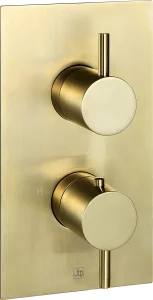 Just Taps Vos Thermostatic Concealed 2 Outlet Shower Valve Brushed Brass